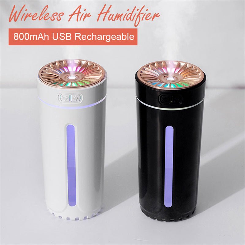 Wireless Air Humidifier Colorful Lights Mute Ultrasonic USB Fogger Diffuser Purifier 800mAh Rechargeabl Cool Mist Maker For Car - Zambeel