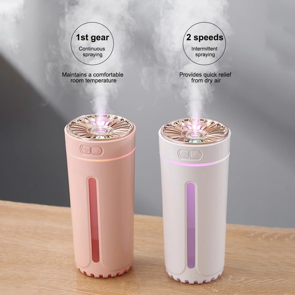 Wireless Air Humidifier Colorful Lights Mute Ultrasonic USB Fogger Diffuser Purifier 800mAh Rechargeabl Cool Mist Maker For Car - Zambeel