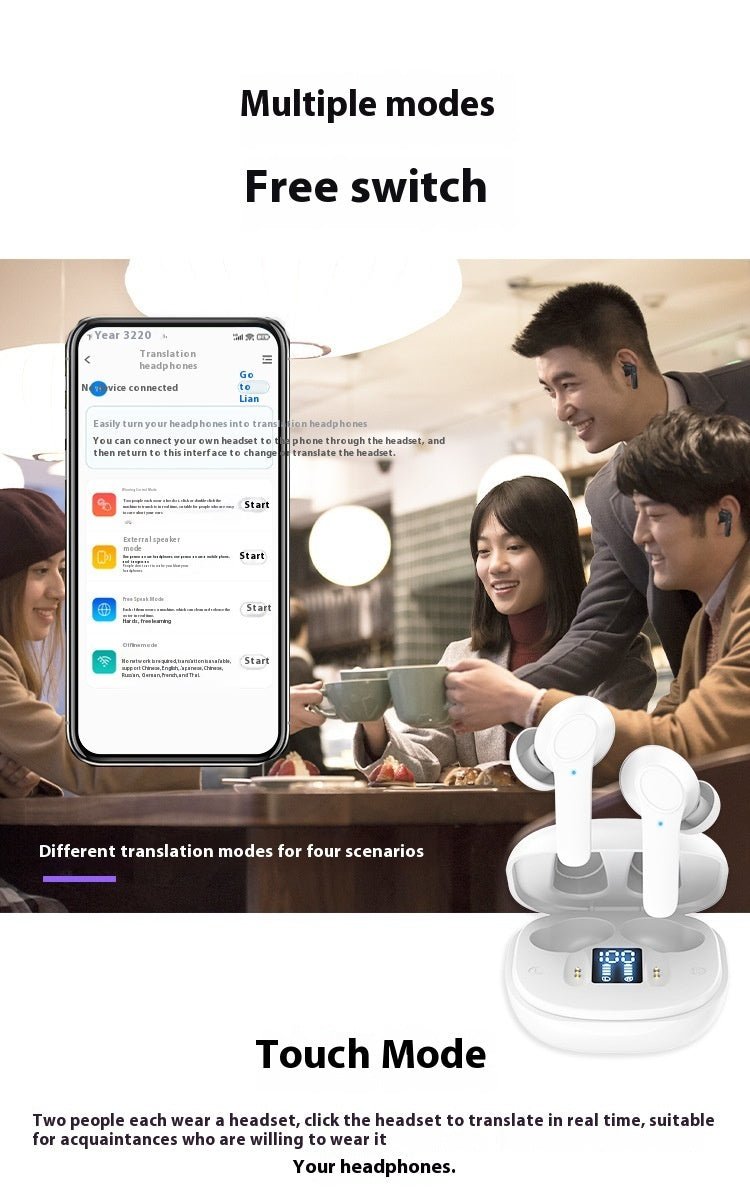 Wireless Bluetooth - compatible Translation Headphones Portable In - ear Translator - Zambeel