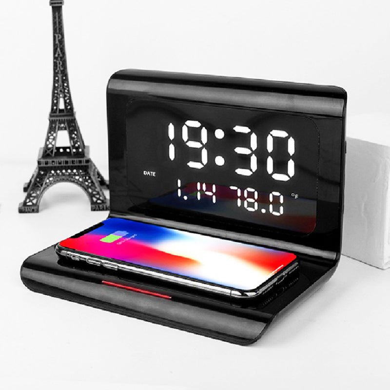 Wireless Charger Alarm Clock Creative Perpetual Calendar Temperature and Humidity Wireless Charge 10W Fast Charge - Zambeel