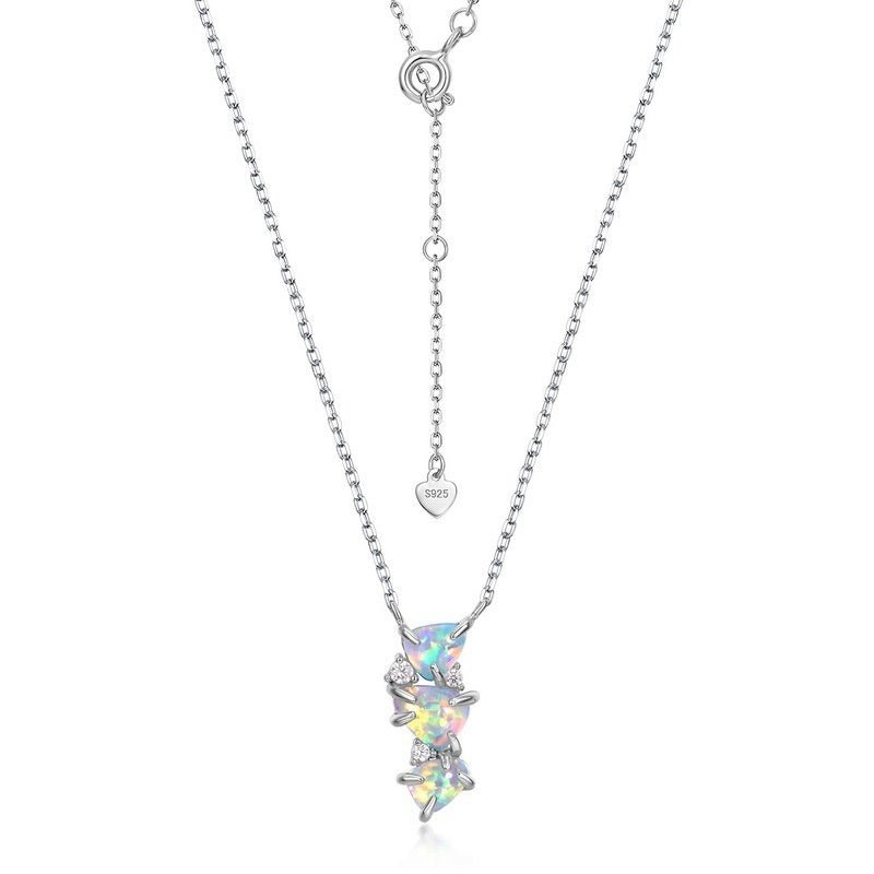 Women's Fashion Versatile Colorful Synthetic Opal Pendant Necklace - Zambeel