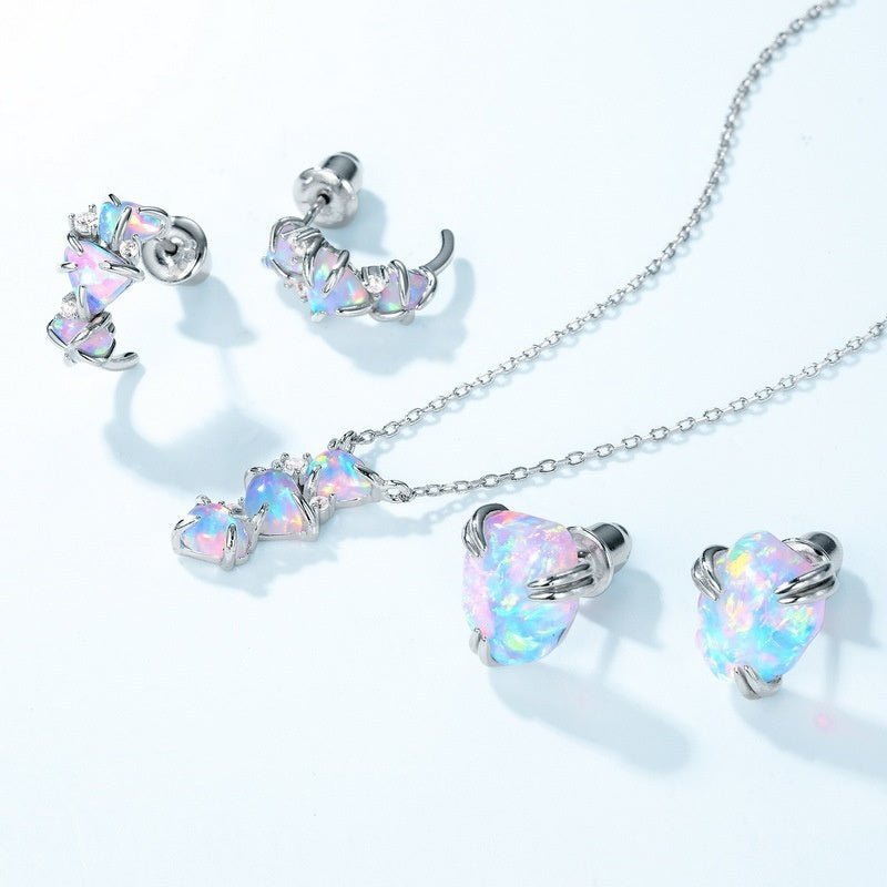 Women's Fashion Versatile Colorful Synthetic Opal Pendant Necklace - Zambeel