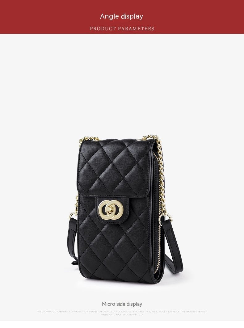 Women's Leather Mini Women's Bag Classic Mobile Phone Bag Messenger Bag - Zambeel