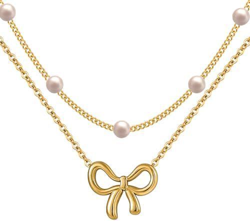 Women's Minimalist And Versatile Pearl Bow Necklace Fashion Jewelry - Zambeel