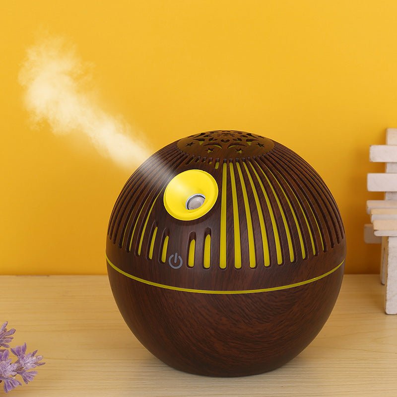 Wood Grain Humidifier Wood Grain Aroma Diffuser 7 Color Light Hollow Essential Oil - Zambeel