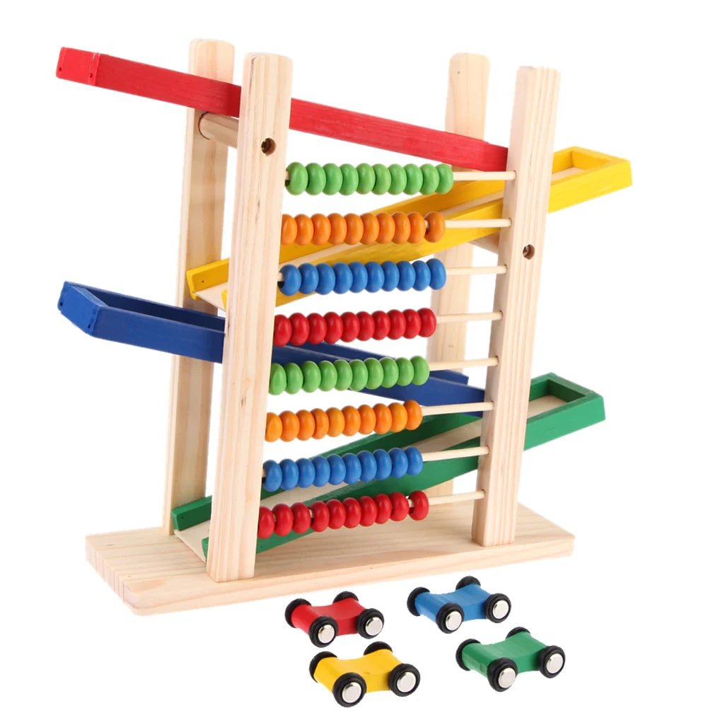 Wood Toy - Wooden Abacus & Car Slide Learning Toy - Zambeel