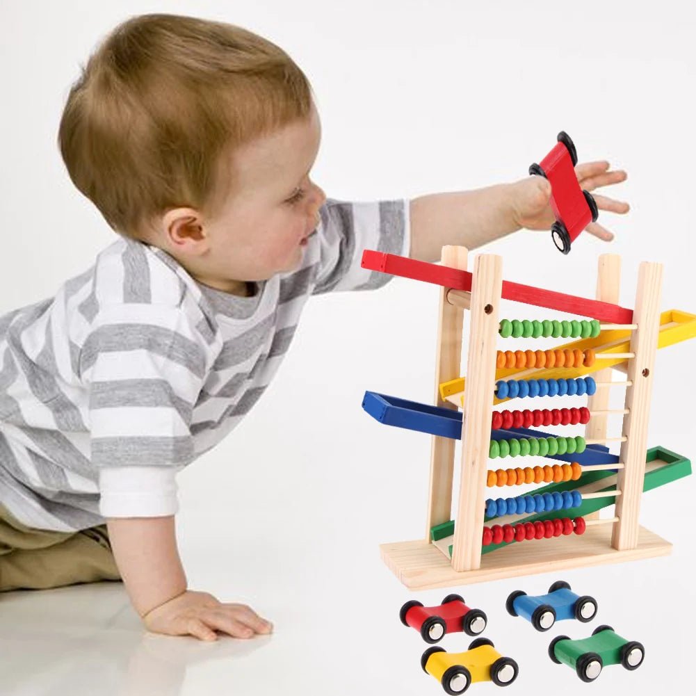 Wood Toy - Wooden Abacus & Car Slide Learning Toy - Zambeel