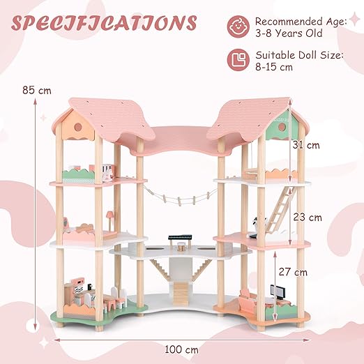 Wooden Dream Doll House Playset © - Zambeel